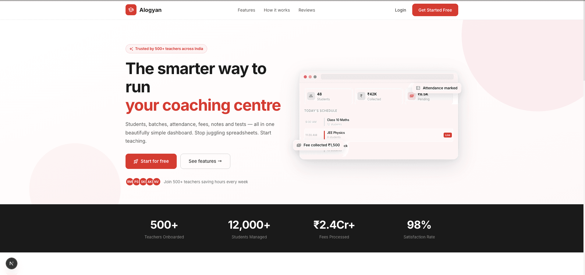Alogyan Tutors platform showing coordinator portal and tutor discovery.